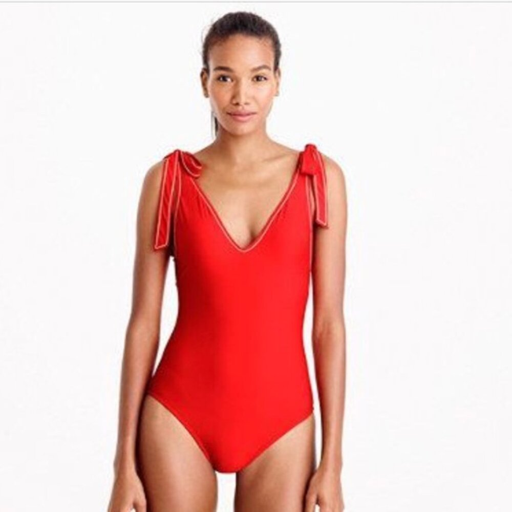 J.Crew Shoulder-tie one-piece swimsuit Size 2
